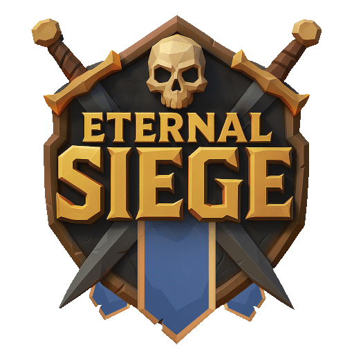 Eternal Siege Logo - Shield with crossed swords and skull